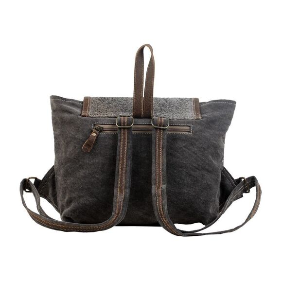Myra Bag Handmade Straight  Backpack Upcycled Canvas & Cowhide Leather main image 6